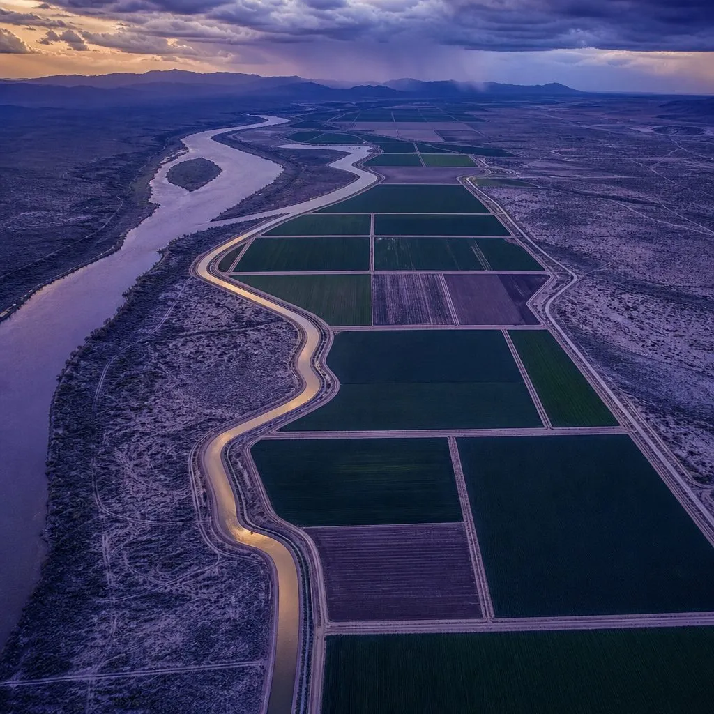 Aerial dusk view over Why, Arizona, in the tucson & the south where Desert Diamond Casino Why stands